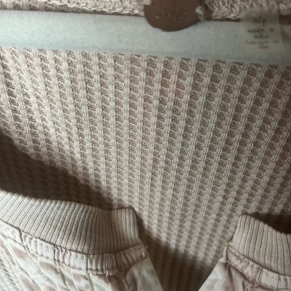FREE PEOPLE JOLENE Thermal Waffle Knit Button Up Henley Babydoll Dress Sz S - Picture 6 of 6